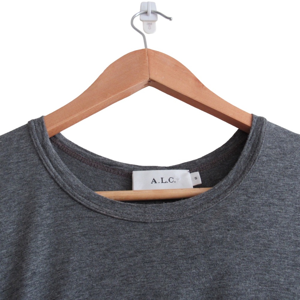 A.L.C. Grey Sally T-Shirt Dress Small Ruched Side Short Sleeves Crewneck Stretch - Picture 3 of 10